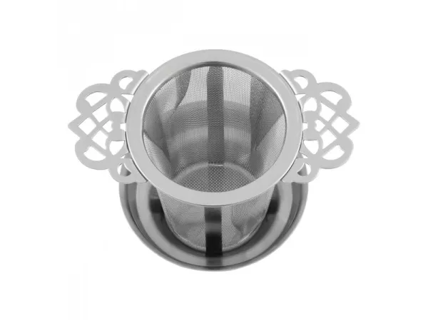 Theefilter ornament met uitlekschaaltje